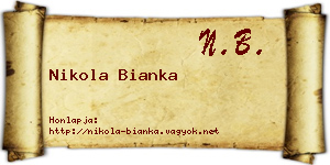 Nikola Bianka névjegykártya
